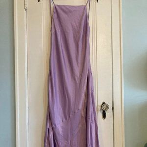 Women's Lavender Abercrombie Satin Low Back Maxi Dress is Size Medium Petite NWT